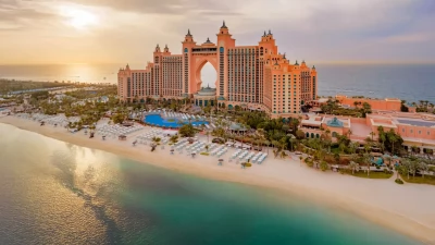 Iconic exterior of Atlantis The Palm resort on Dubai's Palm Jumeirah