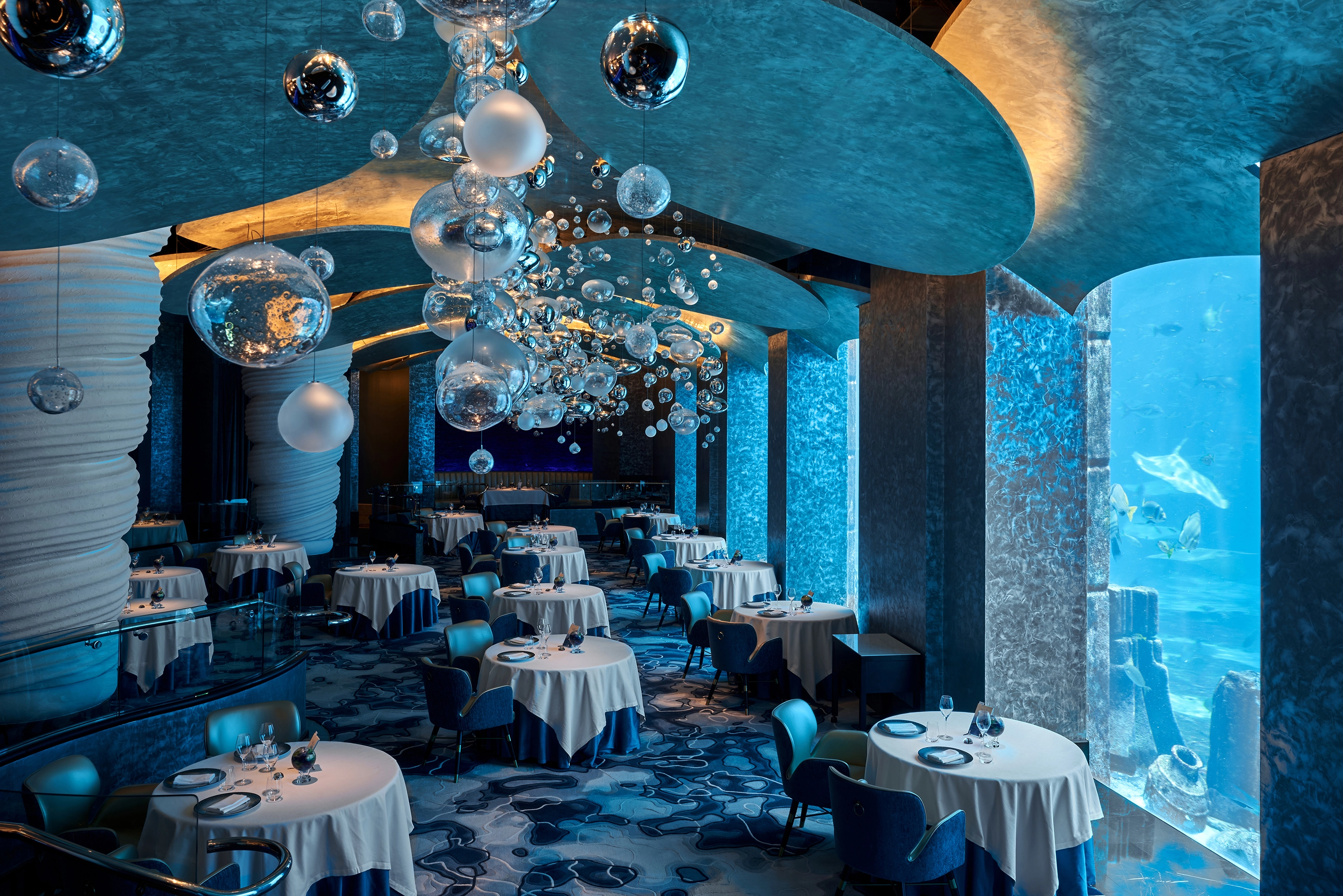 Michelin-starred Ossiano restaurant at Atlantis The Palm with aquarium views