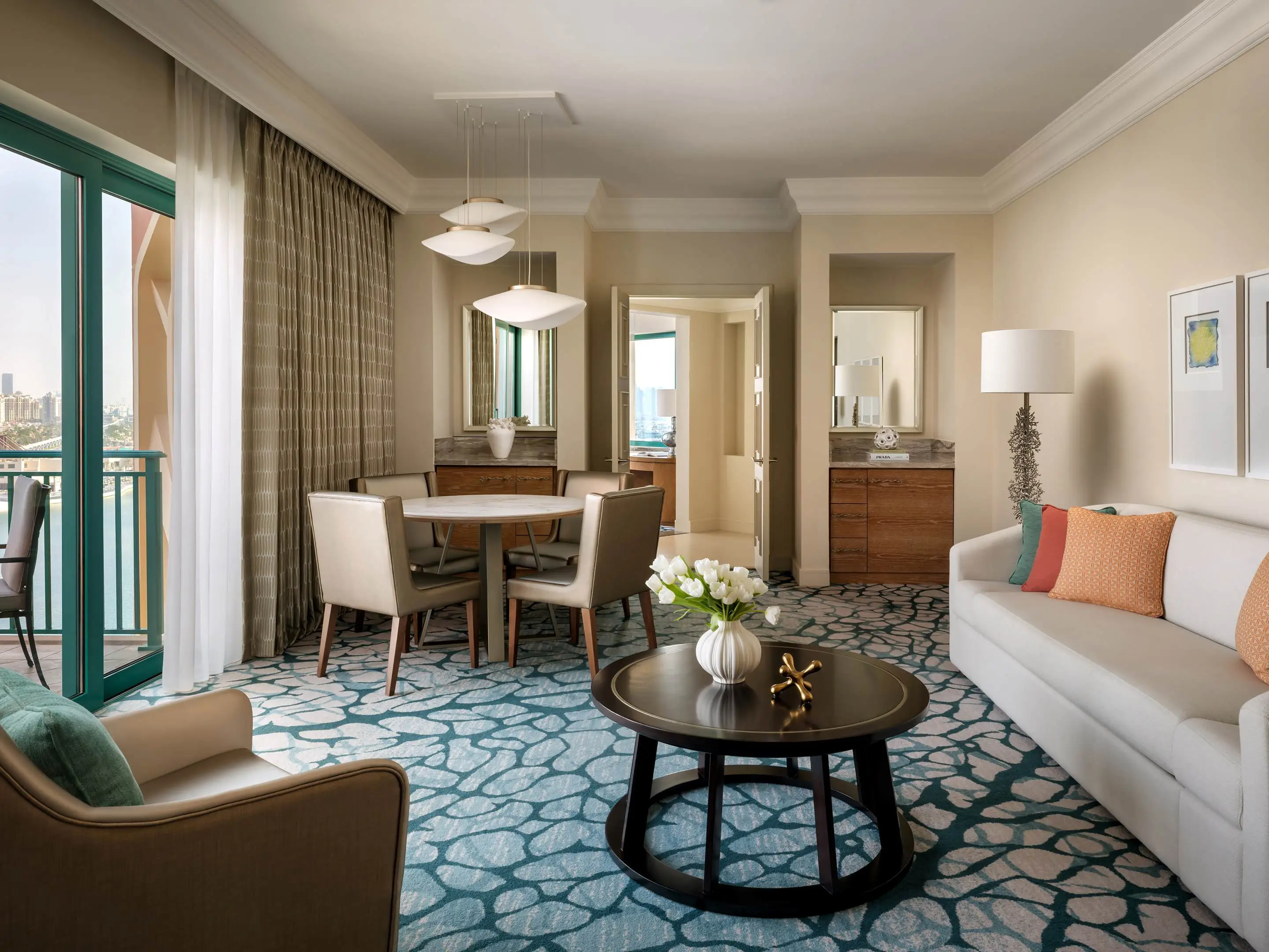 Spacious Skyline Suite living room at Atlantis The Palm, Dubai