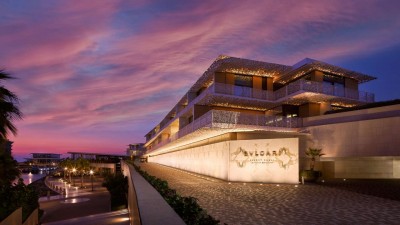 Exterior view of Bvlgari Resort Dubai on Jumeira Bay Island