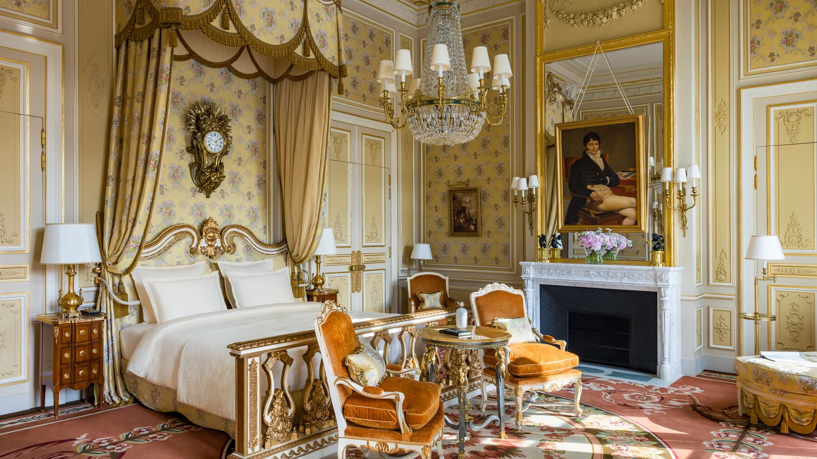 Master bedroom in the Imperial Suite at Ritz Paris