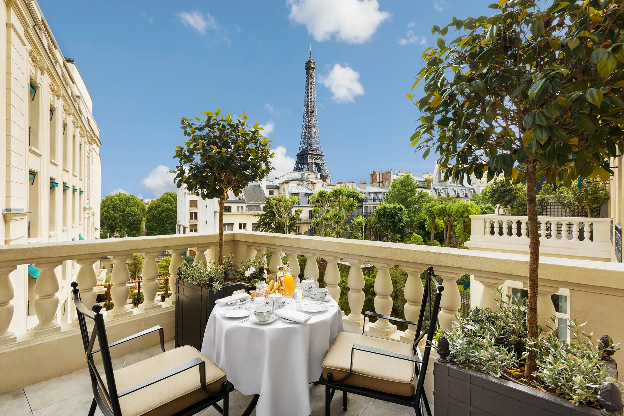 The Duplex Terrace Eiffel View Suite offers stunning two-level living with a private terrace.