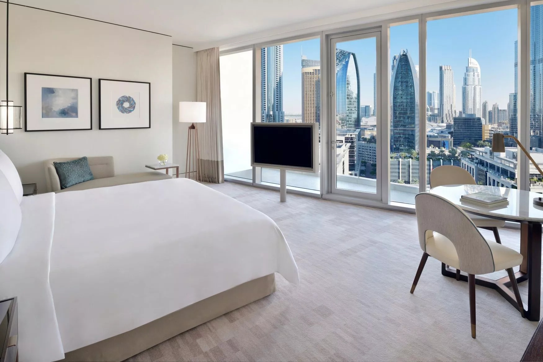 The spacious and elegantly appointed Premier Room with a king bed at Address Sky View.