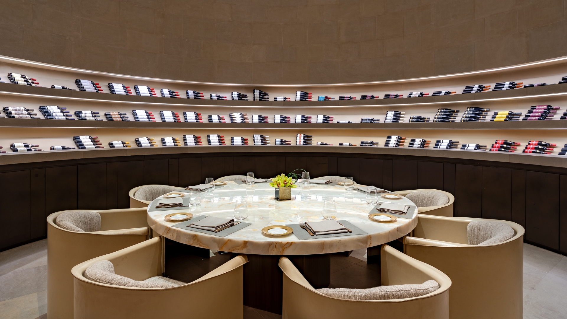 The sophisticated and modern interior of Ristorante, showcasing its award-winning Italian cuisine and elegant atmosphere.