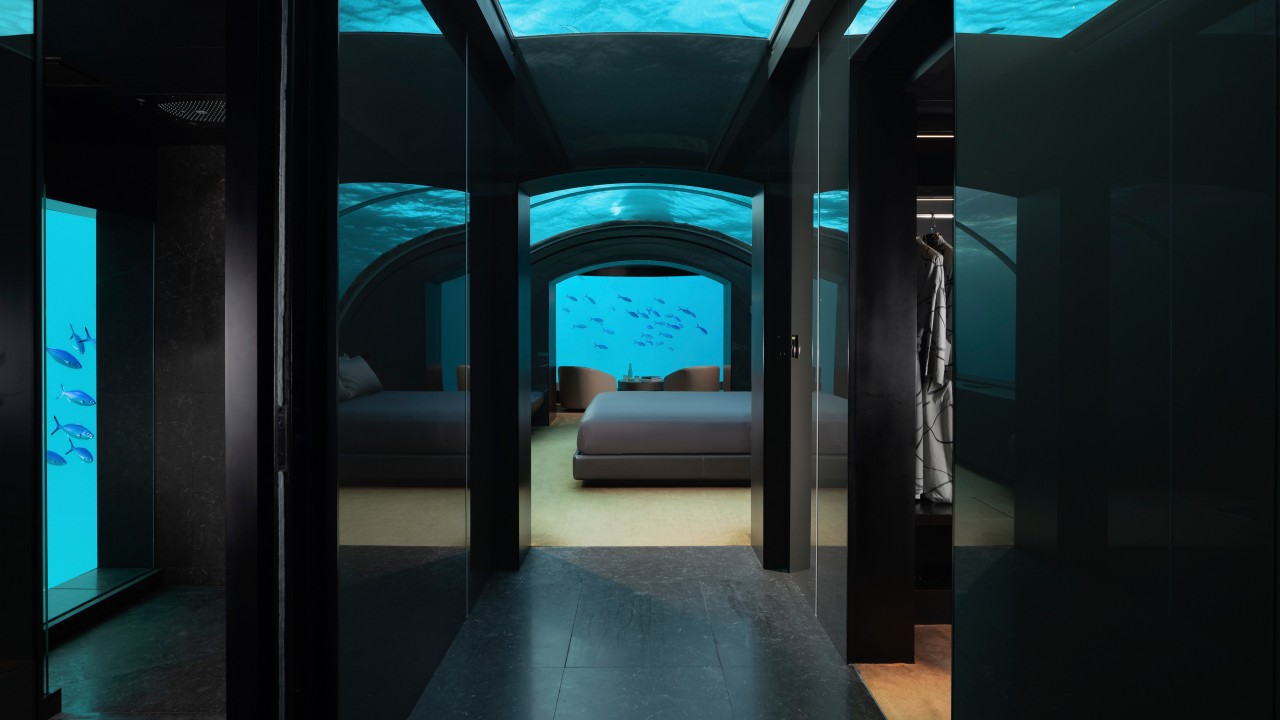 Undersea corridor in The Muraka residence at Conrad Maldives.