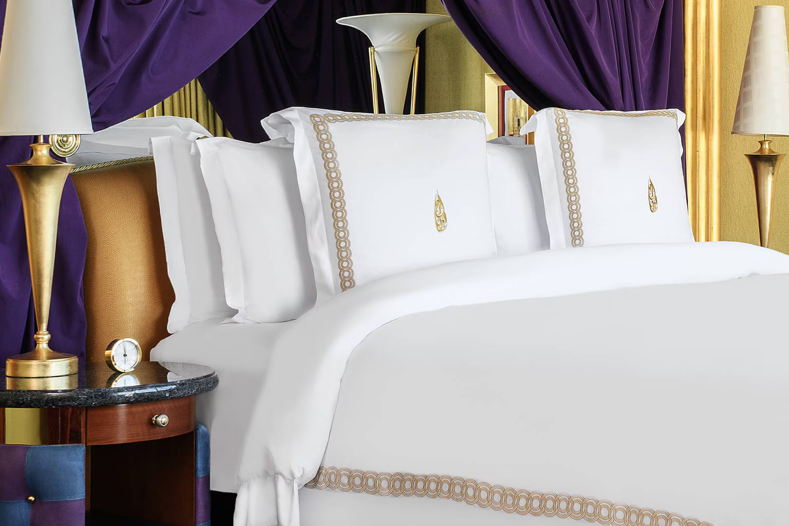 The luxurious bedroom in a Duplex Sky Suite, featuring panoramic views and elegant decor.