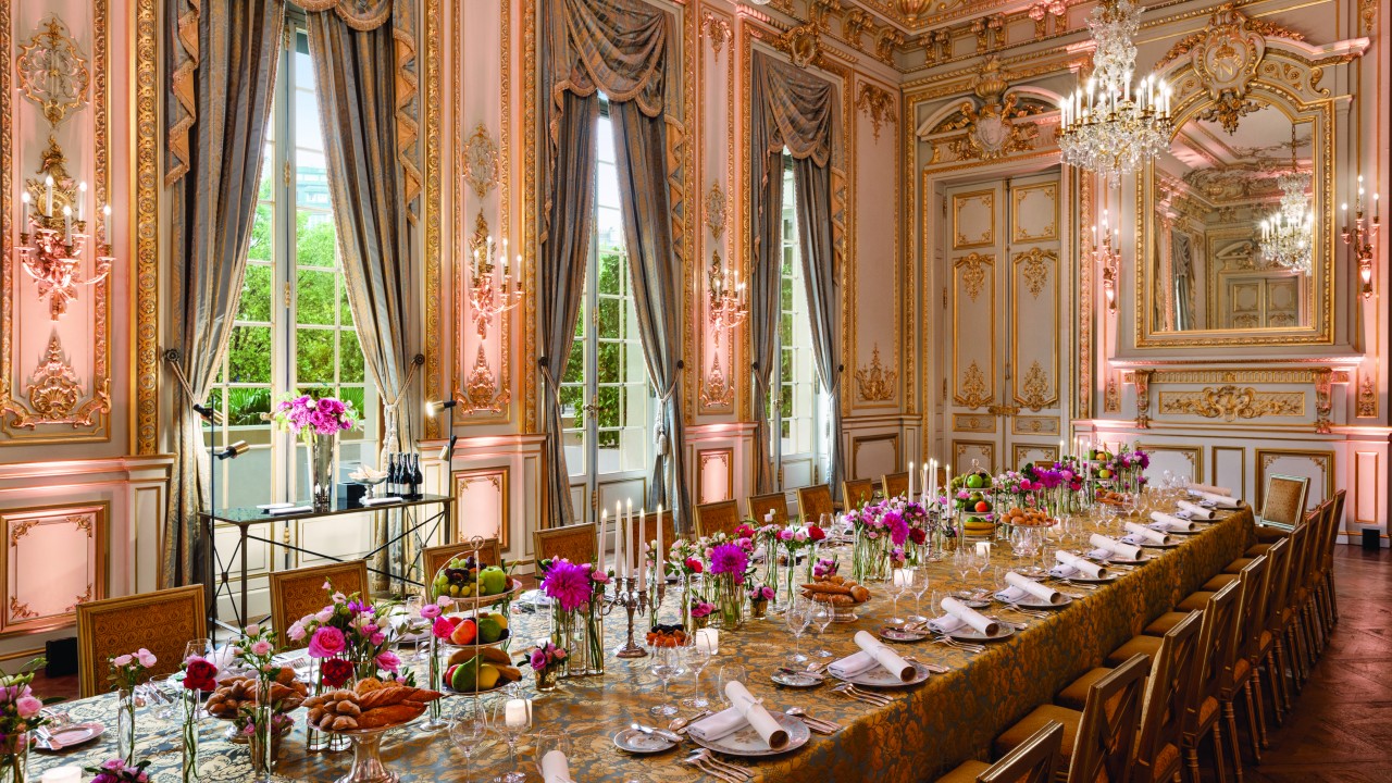 The Grand Salon Bonaparte event space at Shangri-La Paris, showcasing its majestic setting for prestigious gatherings.