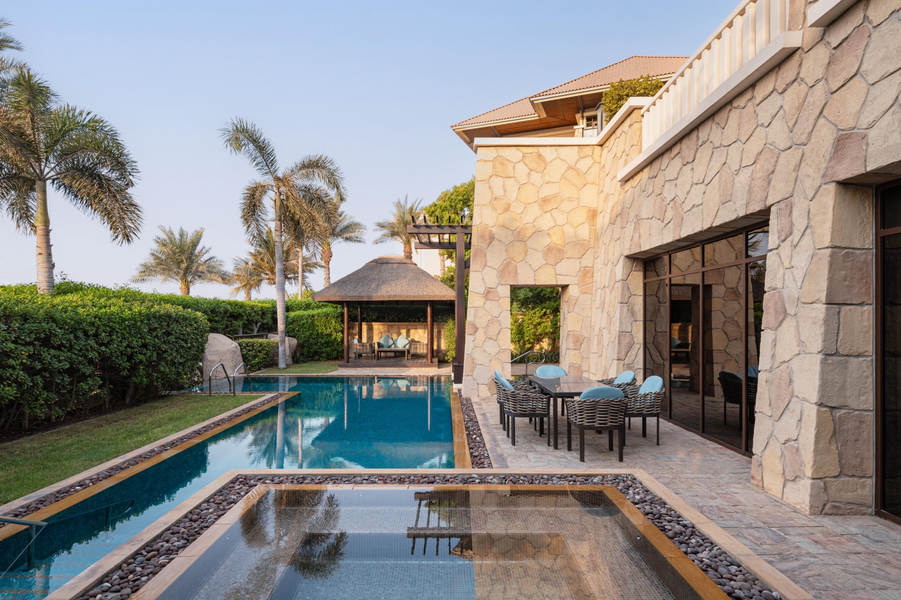 The private pool and sun deck of a Beach Villa with direct beach access.