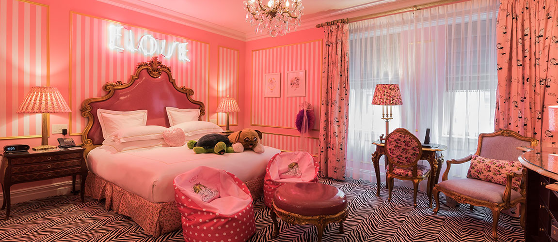 Another view of the Eloise Suite, showcasing whimsical details and themed furnishings.