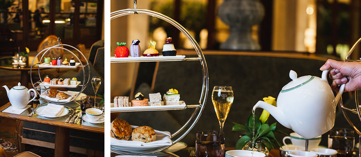 The traditional afternoon tea service at The Plaza Hotel, a New York City icon for over a century.