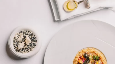 A beautifully arranged selection of Italian seafood dishes at Ristorante L'Olivo at Al Mahara.