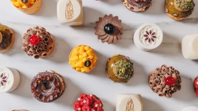 An assortment of fine pastries and viennoiseries from the Les Desserts boutique.
