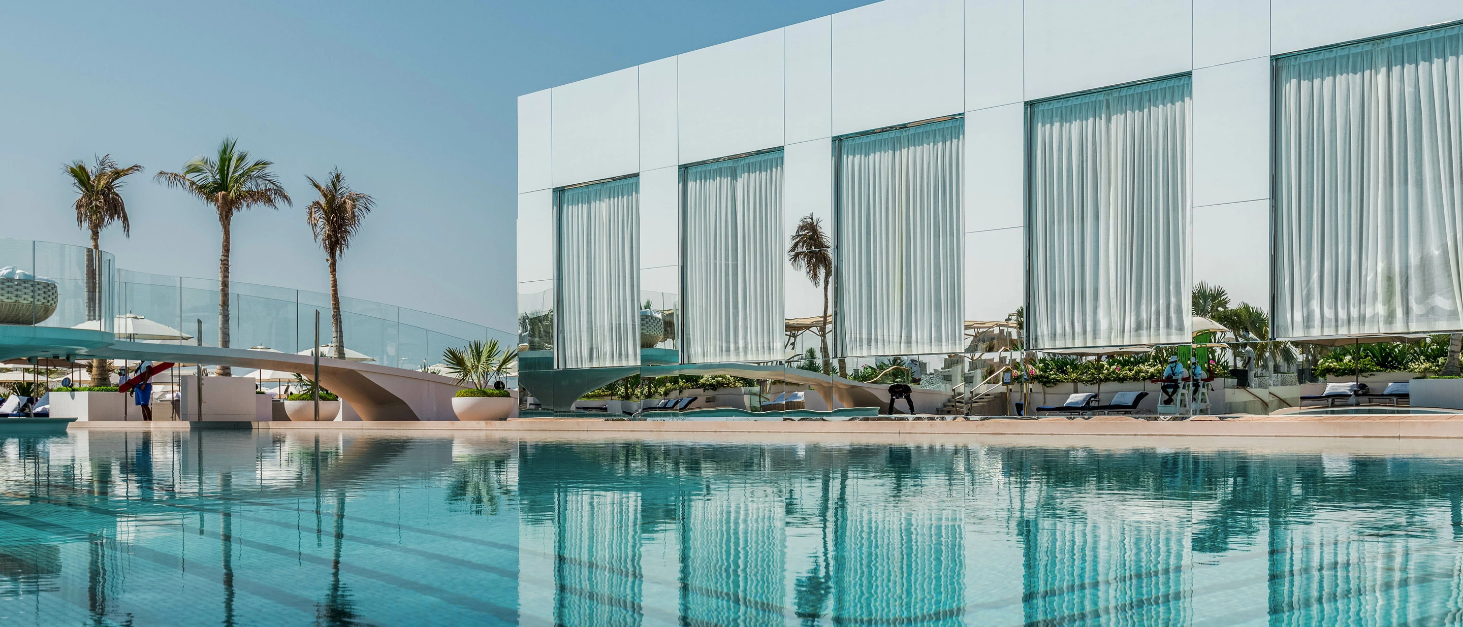 The elegant beach club SAL at Burj Al Arab, featuring a terrace that appears to float over the Gulf.