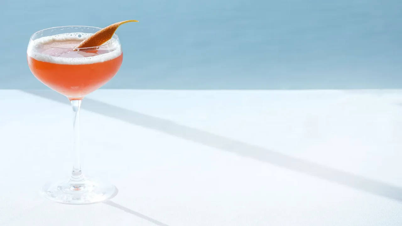 A classic cocktail enjoyed at Skyview Lounge with panoramic views of Dubai's coastline.