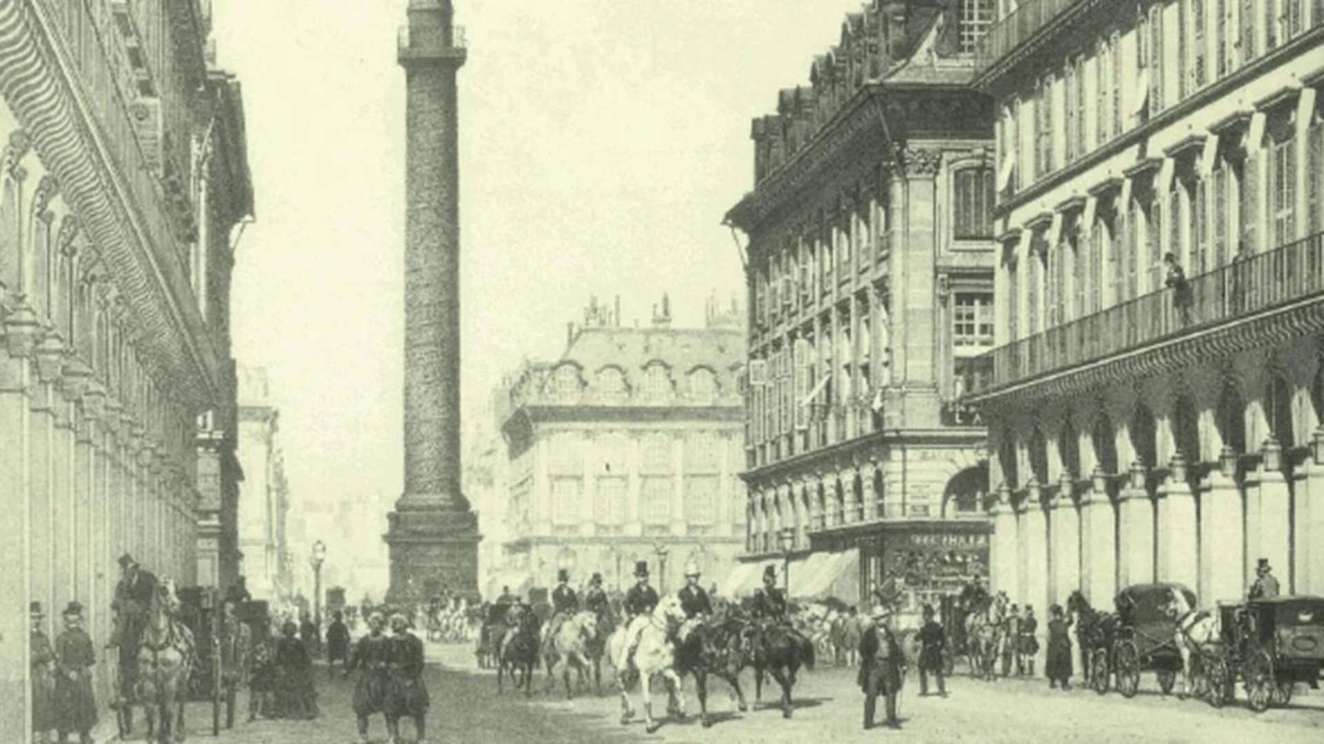 A historical photograph of the original Le Meurice hotel building from the 19th century.