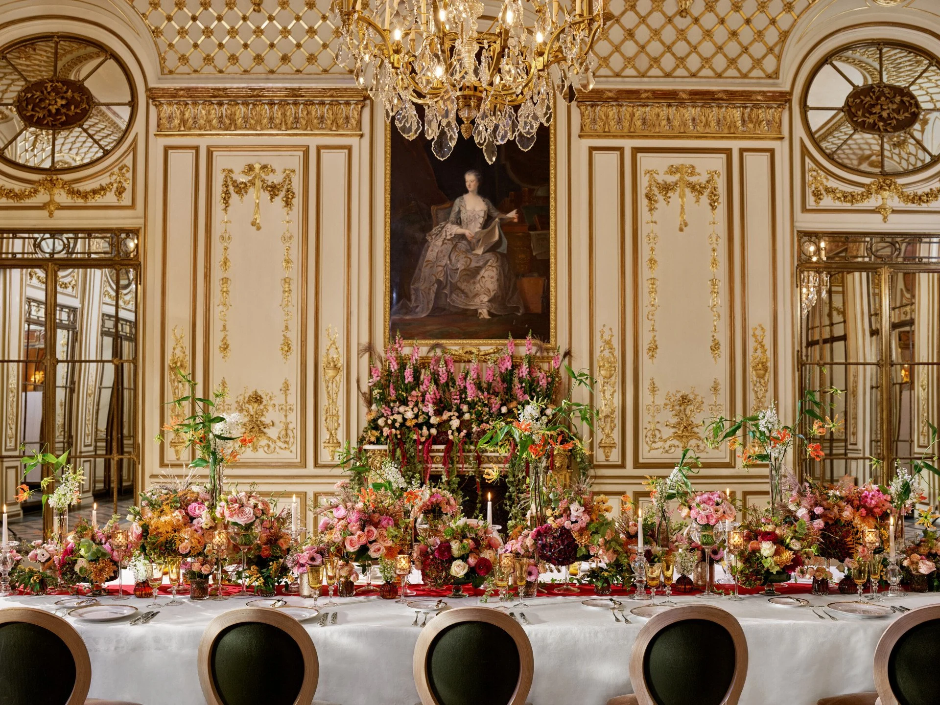 An elegant table setting for a special event in the historic Salon Pompadour.