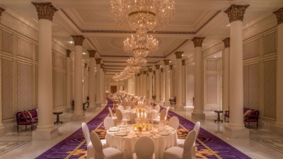 A grand banquet setup in the Gala Ballroom, ideal for weddings and galas.