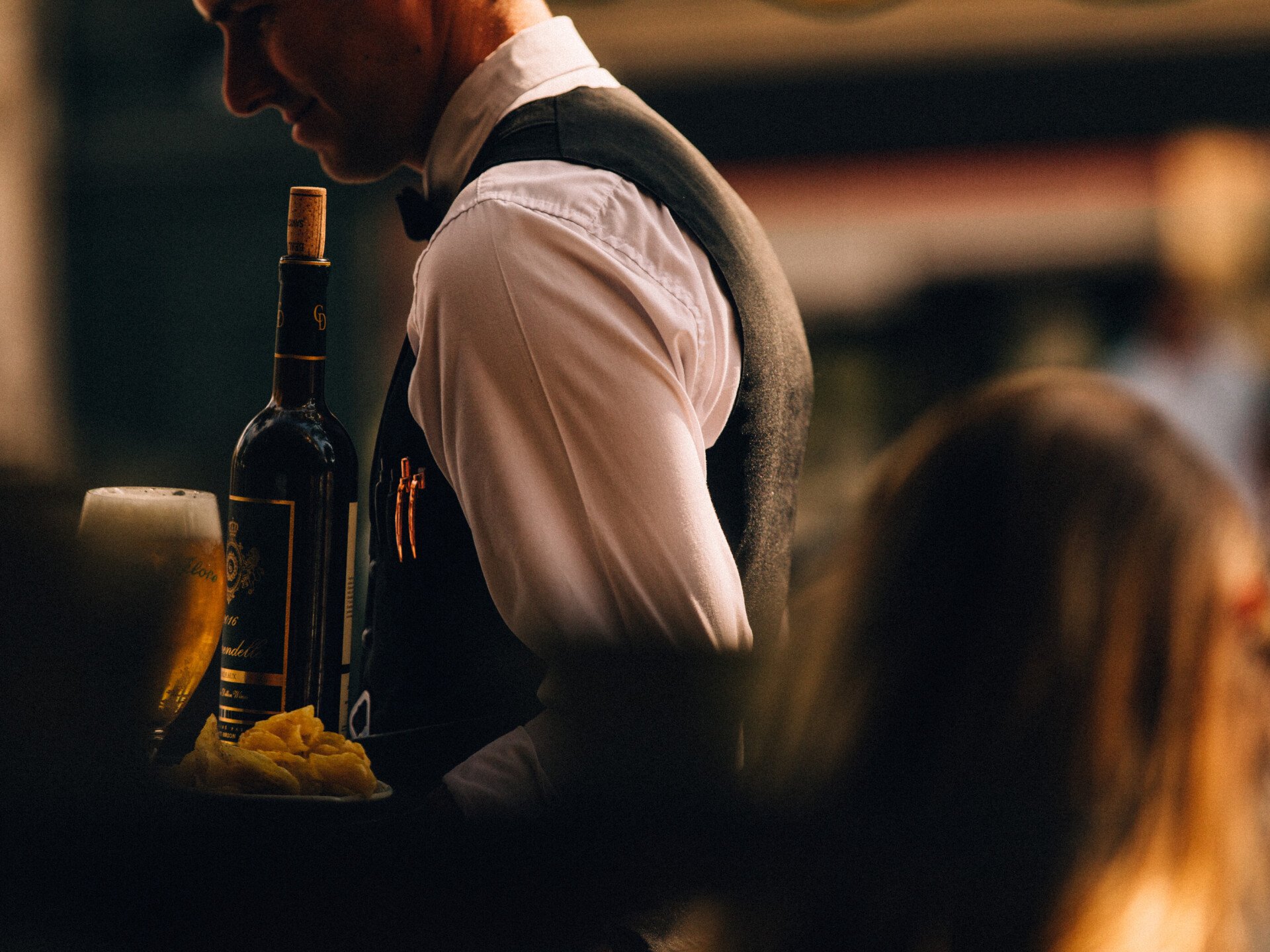 Service at the legendary Café de Flore, an iconic Parisian café in Saint-Germain.