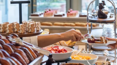 A lavish food station offering international delicacies during the Sunday brunch.