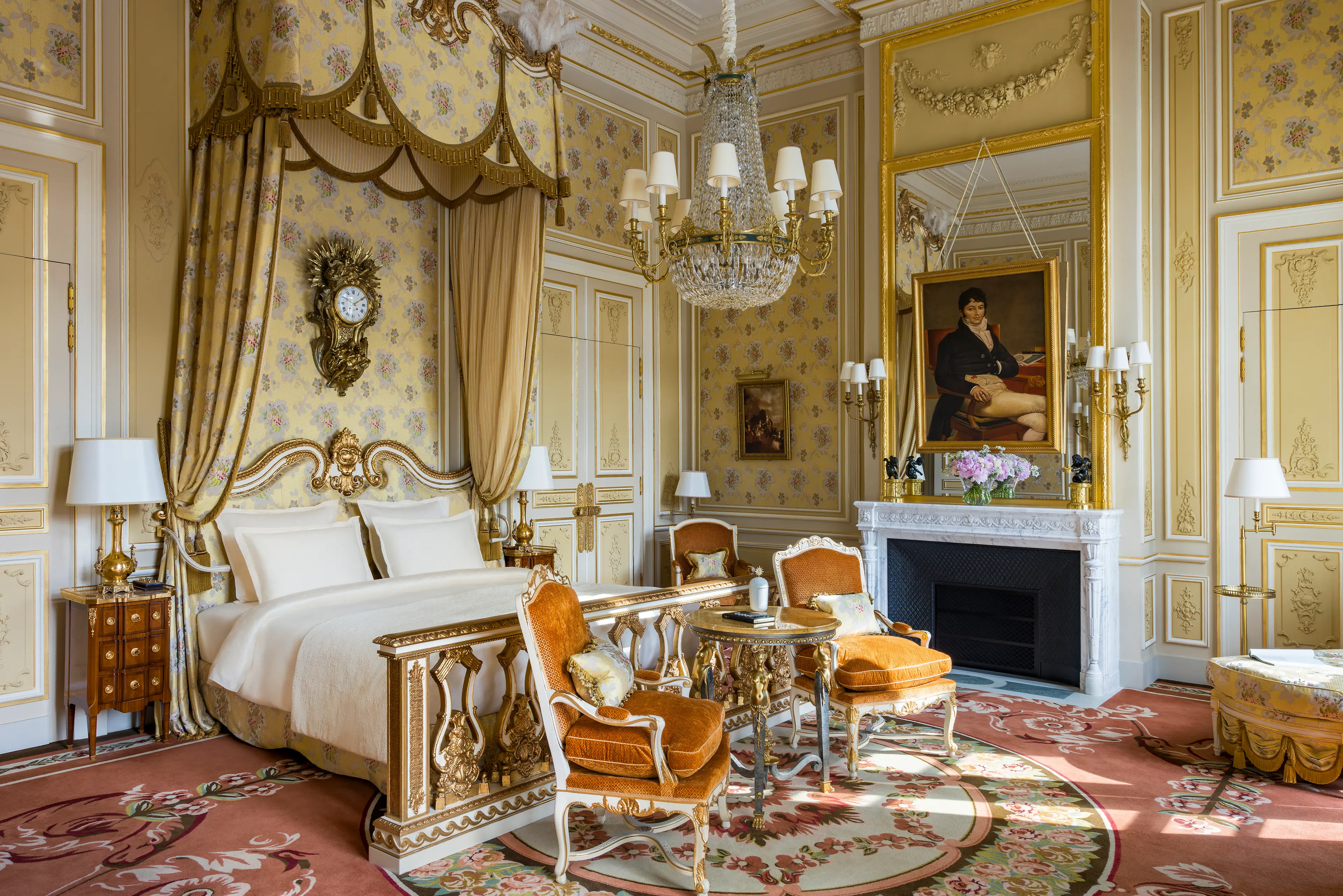 The majestic, palace-worthy master bedroom in the Suite Impériale.